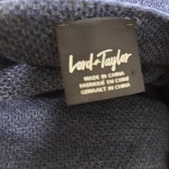 Lord & Taylor Women's Color Block Charcoal Blue Open Boho Office Knit Poncho OS - Picture 6 of 7